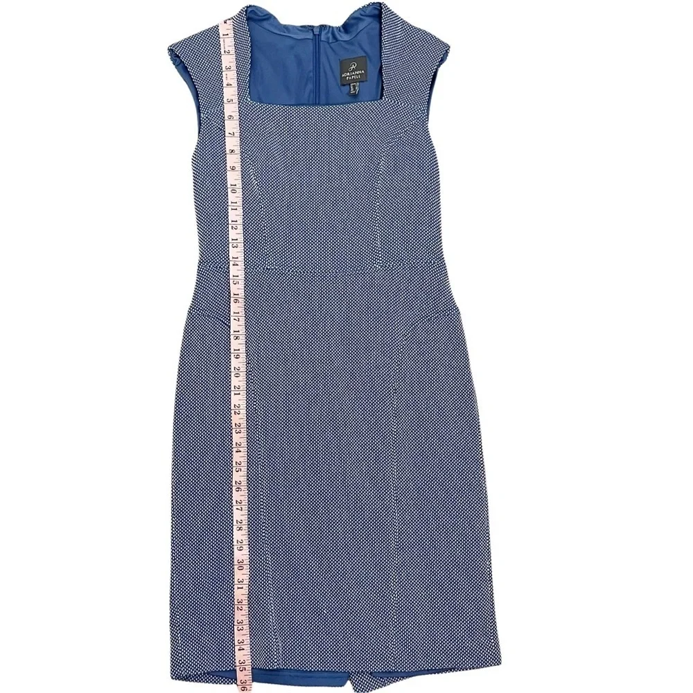 Adrianna Papell Blue White Textured Structured Sheath Dress womens 8‎